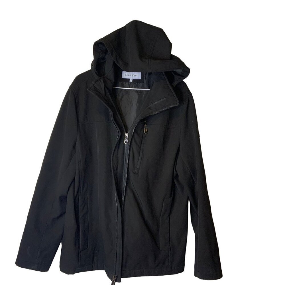 Calvin Klein Men’s/women’s unisex Hooded Coat double zipper front removable hood